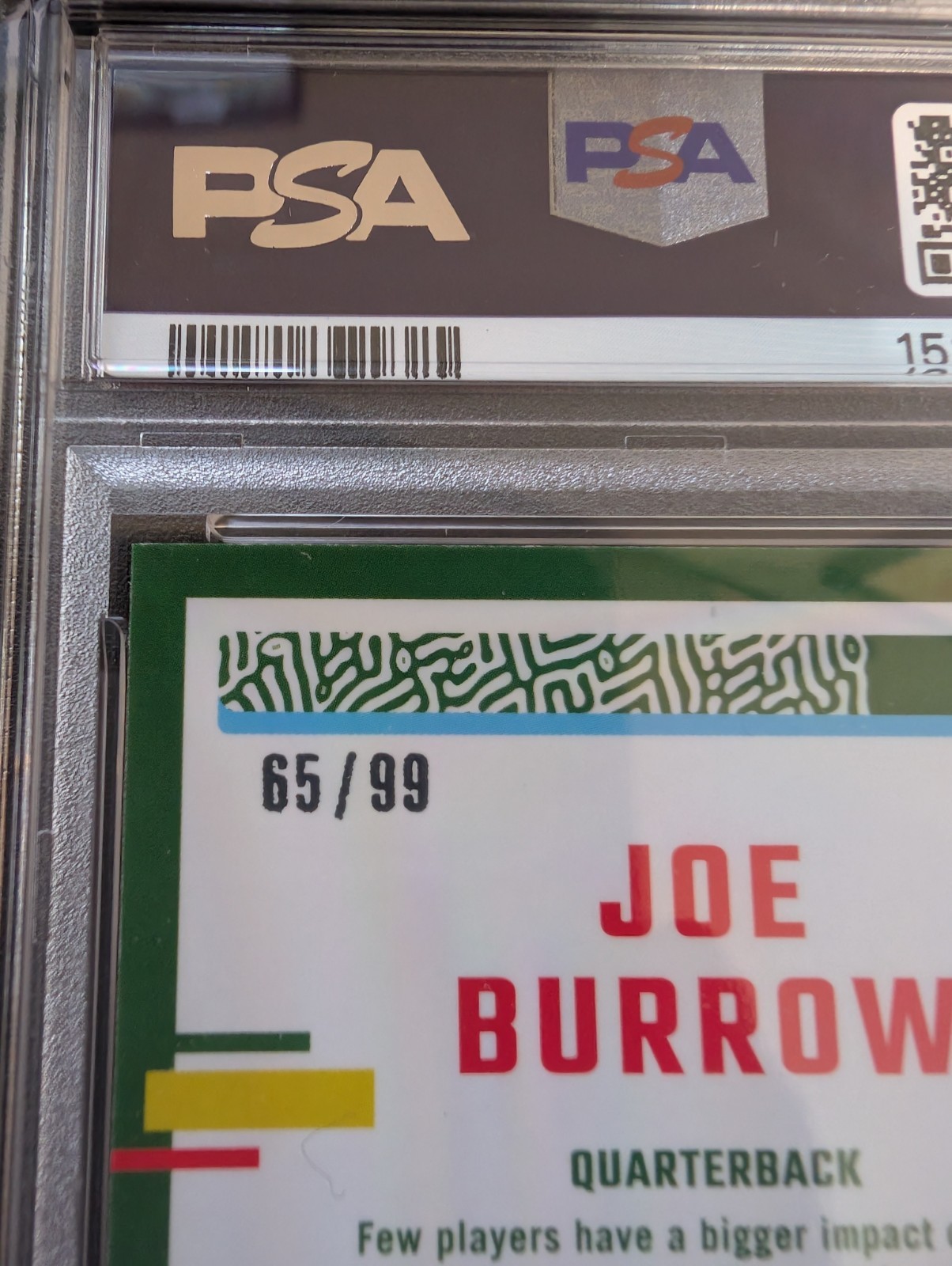 2023 Panini Donruss Optic Joe Burrow /99 Red #42 PSA 9 MINT view 4