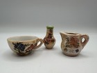 Vintage Lot of 3 Mini Vase Cup & Creamer Figurines Cottage Scene Japan