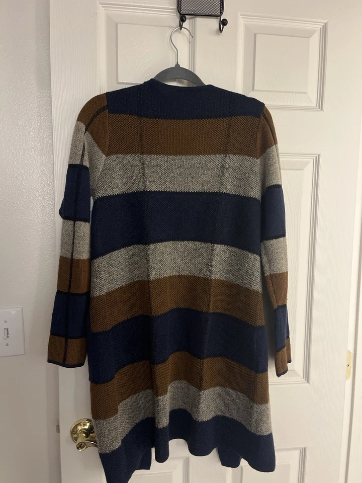 APT. 9 Women’s Striped Open Front Cardigan Sweater Size M Navy Brown Gray - Image 3 of 3