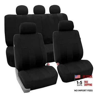 FB036BLACK115 Seat Cover (Airbag Compatible and Split Bench Black) Black-Full