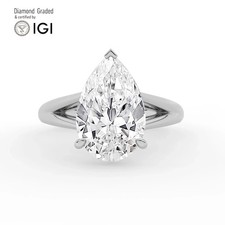 Pear Diamond Engagement Ring 18k White Gold Labgrown 3.10 Ct Solitaire