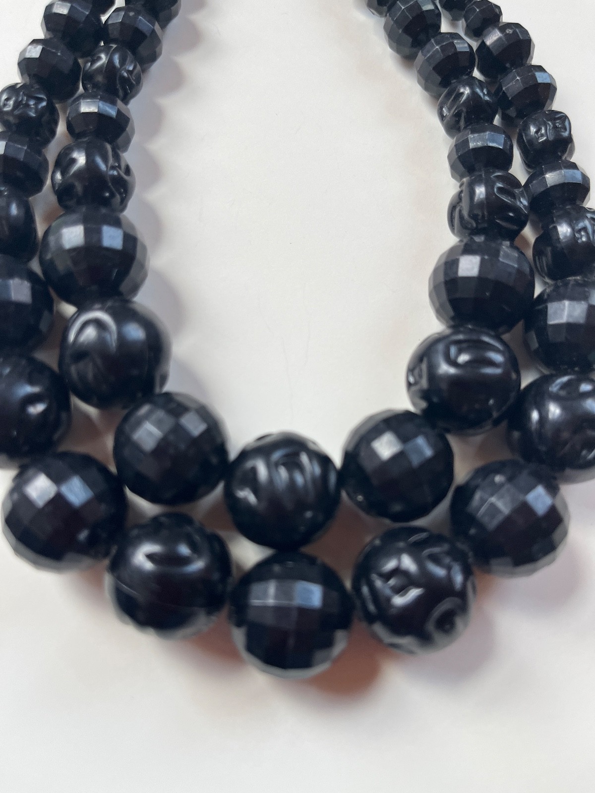 Vintage Chunky Double Stranded Black Faceted & Sw… - image 2