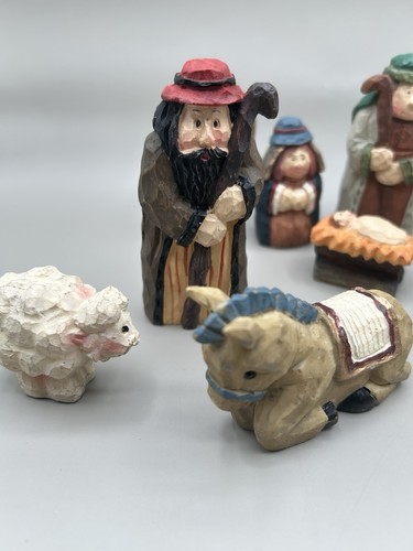 Vintage 90's Nativity Set 10pcs Christmas Scene Resin - Picture 3 of 7