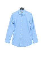 Next Men's Shirt Collar: 14 in Blue Polyester with Cotton, Elastane Basic