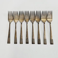 Vintage National Silver Co. Silverplate Cavalcade Pattern Salad Fork Set of 8