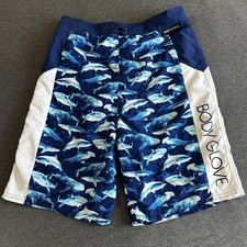 Boys Body Glove Shark Swim Board Shorts Drawstring Waist Sz 18 XL