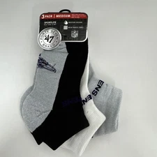 NFL Baltimore Ravens Ankle Socks - 47 Brand - 3 Pairs - Size Medium - New