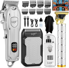 Hair Clippers for Men with LED Display, 4-Piece Cordless Grooming Kit with Hair
