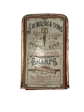 Antique JW Walsh & Sons Scissor Brand Packaging W/ Insert No Scissors Decor Rare