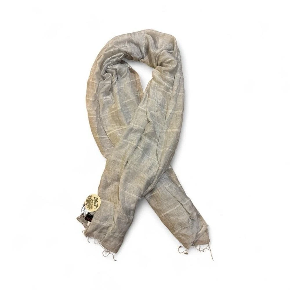 Marquet Fair Trade Silk Linen Shawl Scarf Silver Grey Hand Woven Vietnam BMS
Opens in a new window o