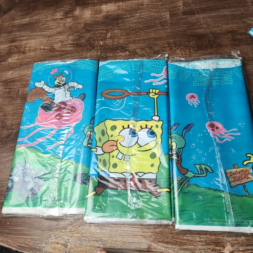Sponge-Bob Party Supplies Tableware Plastic Table Cloth Birthday Party Squidward - Image 4 of 4