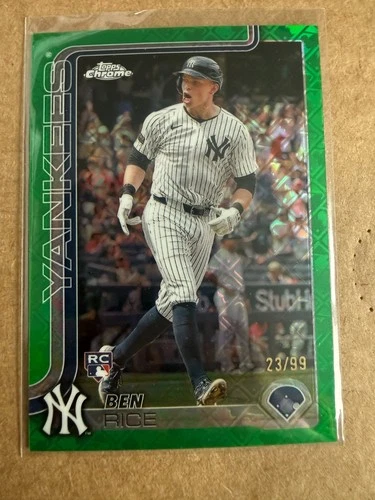 2025 Topps Chrome Logofractor Ben Rice RC Green Refractor /99 #139 Yankees