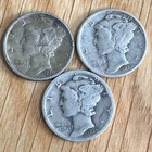 Silver Dimes Mercury  90% (1916-1945) Lot Of 3 U.S Mint A1 Free Shipping