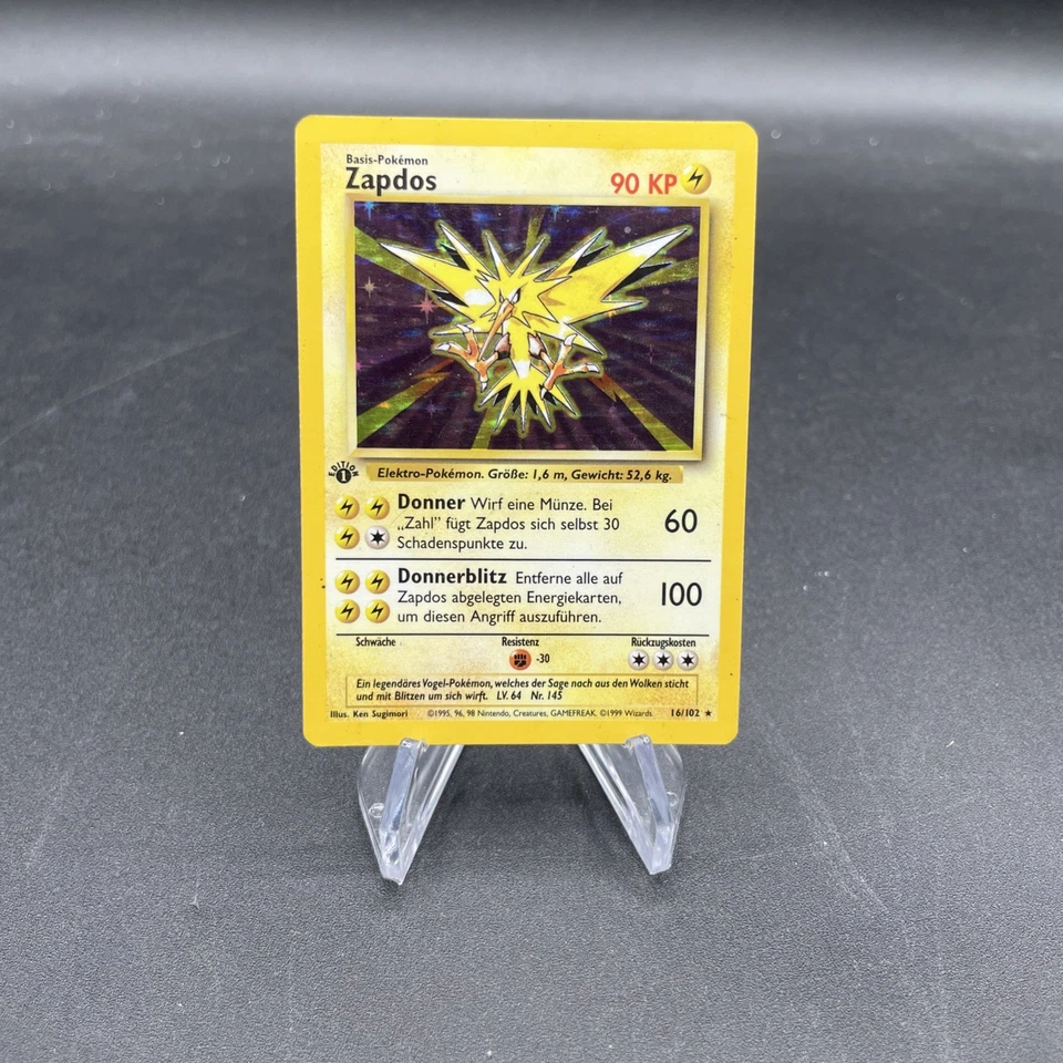 Pokemon Zapdos German 1st Edition Base Set Holo 16/102 Vintage WOTC 1999 - Image 2 of 3