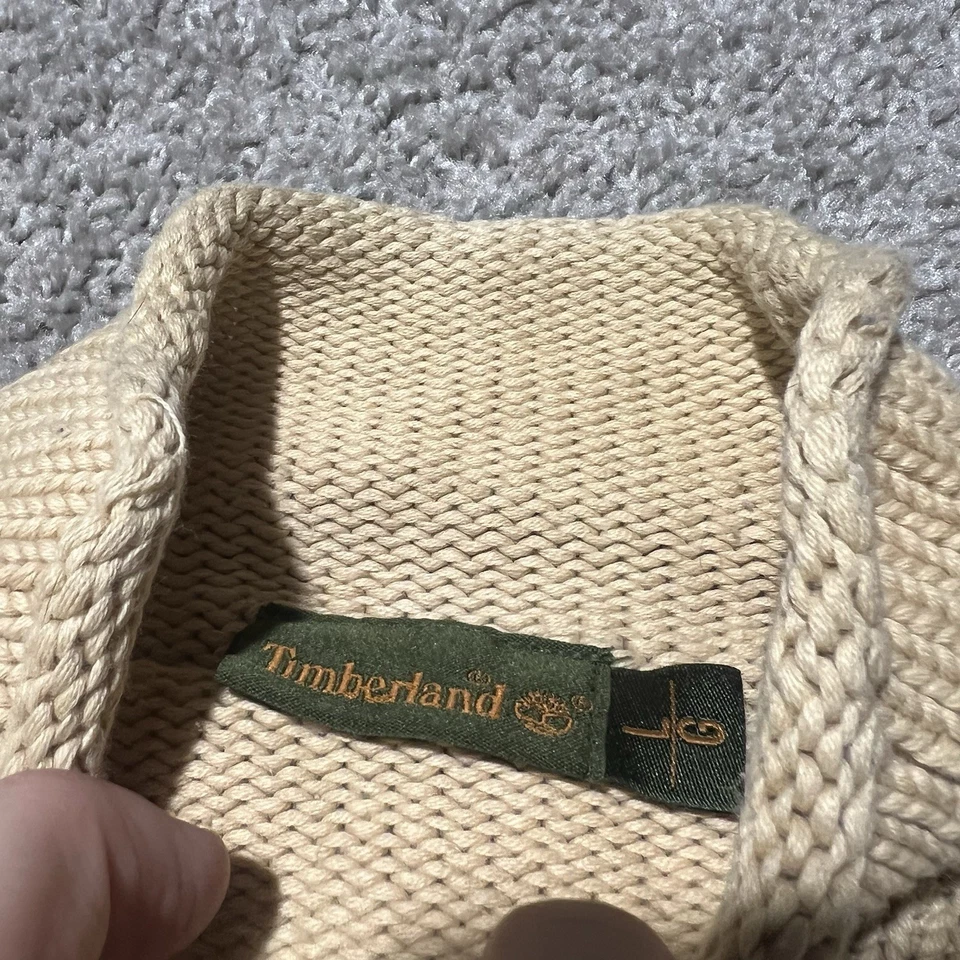 Suéter de algodão robusto vintage anos 90 J gola redonda XL aveia pescador simulado - Imagem 4 de 4