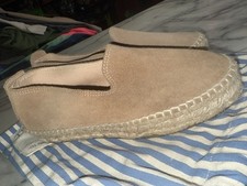 Maneb  Beige Suede Espadrille Flats Women  s Shoes Embroidery Slip-On Size 37