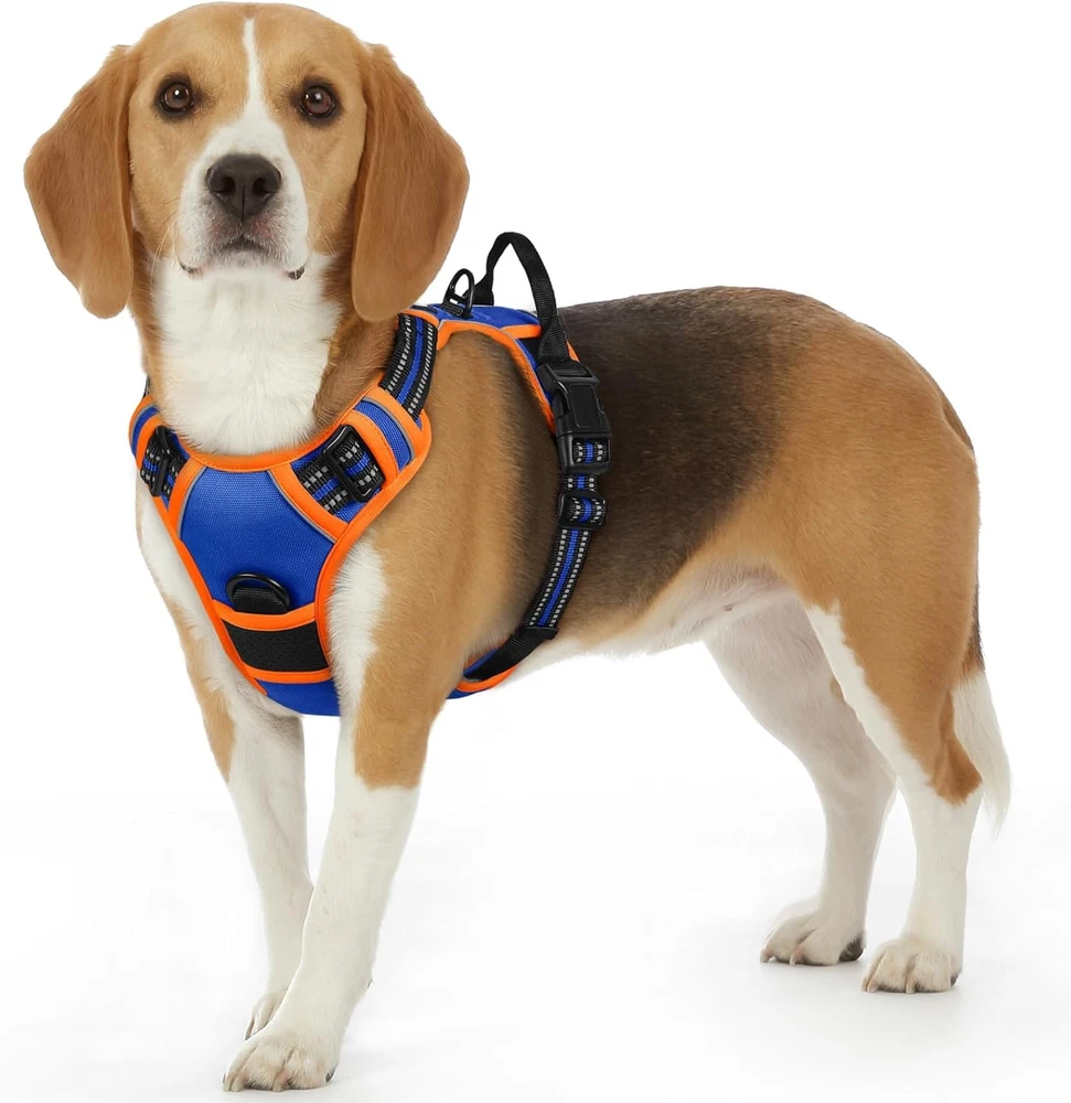 Dog Harness for Large Dogs, No Pull Service Vest with Reflective Strips and Cont