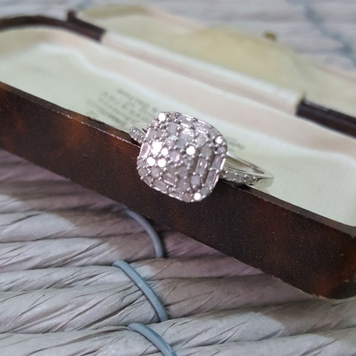 Art Deco 925 Sterling Silver Ring, Natural Diamonds, 0.350ct, Size O.5 US 7.25 - Picture 2 of 8