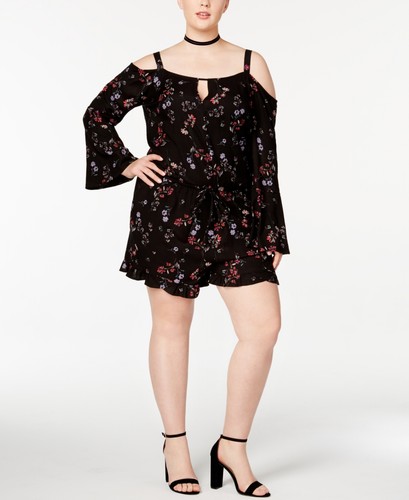 Jessica Simpson Womens Trendy Plus Size Cold Shoulder Romper Size:2X - 第 1/2 張圖片