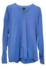 Weatherproof Vintage Henley Shirt Long Sleeve Casual Top Heather Blue L C4/8