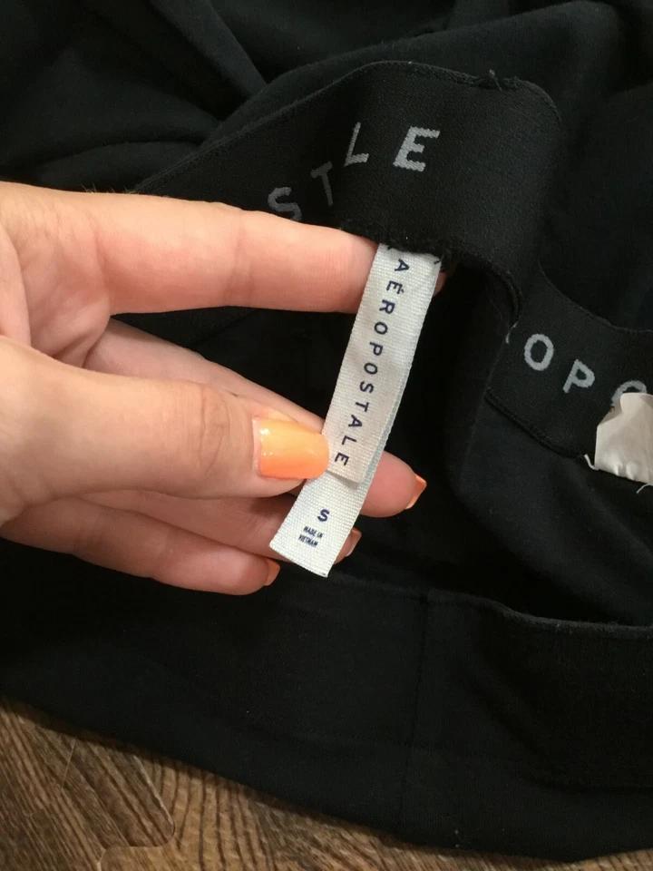 Leggings para mujer Aeropostale negros mezcla de algodón talla S pequeños Foto 3 de 4