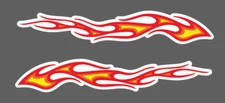 Flames Vinyl Decal W White Offset L & R  Sticker Car Truck SUV Cell Phone Laptop