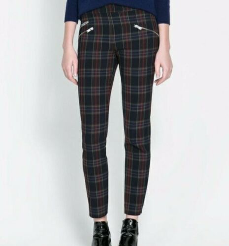 Zara Woman Plaid Checkered Pants Skinny Trousers S