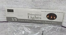 35 count Brown Cord Wire Light Strand String Set, Warm White Tiny Rice Bulbs