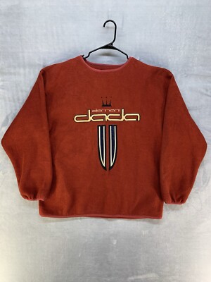 Vintage Dada Fleece Sweater Embroidered Vermilion Size XL 90 s