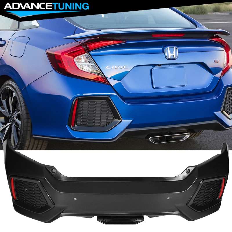 Fits 16 21 Honda Civic 10th Gen X Sedan 4DR Si Style Rear Bumper
