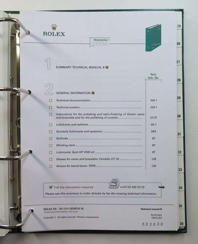 c 2000s Rolex Technical Manual Folder (only three leaflets inside) - Picture 2 of 6