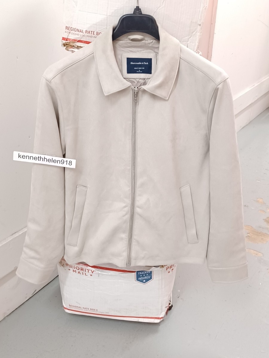 ABERCROMBIE & FITCH CROPPED VEGAN SUEDE ZIP SHIRT JACKET LIGHT