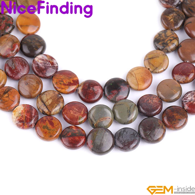 12mm Natural Gemstone Coin Assorted Stone Beads For Jewelry Making Strand 15" - Image 3 of 4