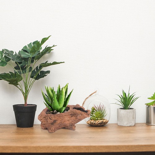 Imitation Root Plant Pot Decor Wood Bark Flower Retro Succulent Planter Desktop - Picture 9 of 12