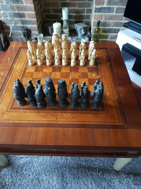 Cream And Brown No Board Alice In Wonderland Chess Set