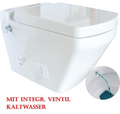 Hänge Dusch-WC NEPTÜN TAHARET Randlos integ. Kaltwasserventil & WC-Sitz Toilette