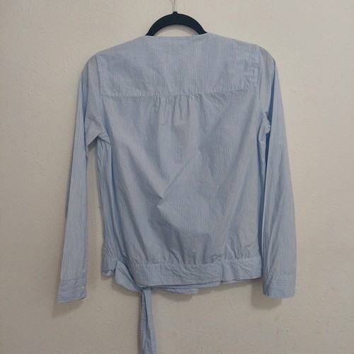 Mossimo Dutti Women’s Pin Striped Wrap Top Blouse Lightweight Long Sleeve Size 4 - Picture 9 of 9