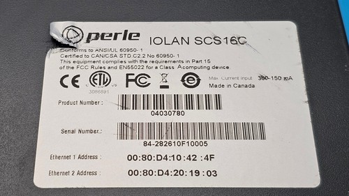Perle IOLAN SCS SCS16C Secure Console Server 16x RS-232 Single AC 04030780 - Picture 7 of 7