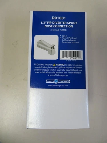 Jones Stephens D01001 1/2" FIP Tub Diverter Spout Nose Connection Chrome Plated - Picture 2 of 9