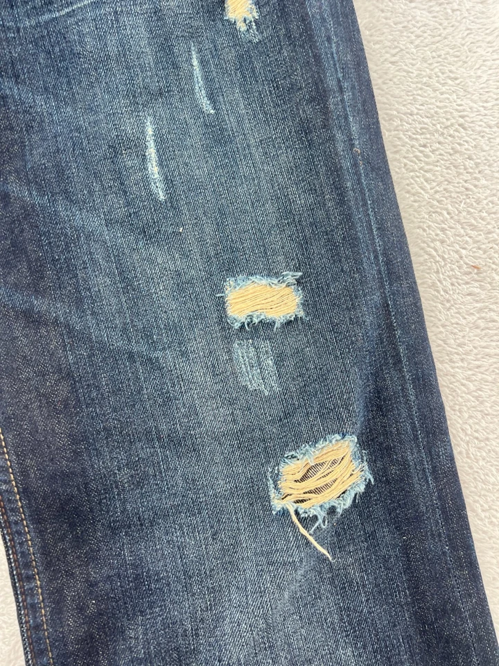 Pantalones de mezclilla antiguos para hombre talla 38x34 lavado oscuro corte bota solapa bolsillos bordados Foto 2 de 4