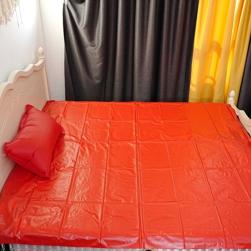 Red Wetlook PVC Style Bed Sheet - Washable Waterproof-210*210cm Roleplay - Picture 5 of 14