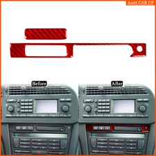 For Saab 9-3 2003-06 Red Carbon Fiber Interior Center Dashboard Cup Holder Trim