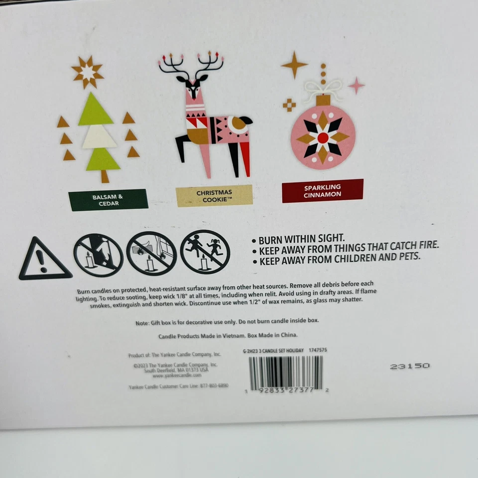 Набор праздничных свечей Yankee Candle 5 унций бальзам кедр рождественское печенье корица новый - Изображение 4 из 4