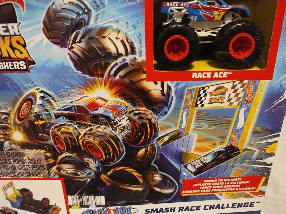 Hot Wheels Monster Trucks Arena Smashers Race Ace Juego Con 1 Camión ~NUEVO Foto 2 de 4