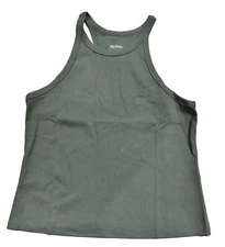 Women's High Neck Ribbed Tank Top - Wild Fable Green 1X