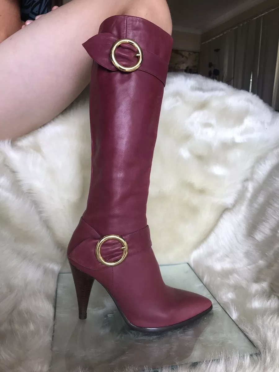 Wine red knee high deals boots