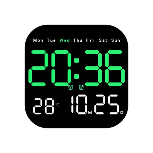 LED Digital Wall Clock Temperature Date Week Display Alarm Clock Remote Control - Picture 15 of 17