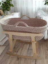 Little Sprouts & Mommy Hand-crocheted XL Baby Moses Basket With Mattress.