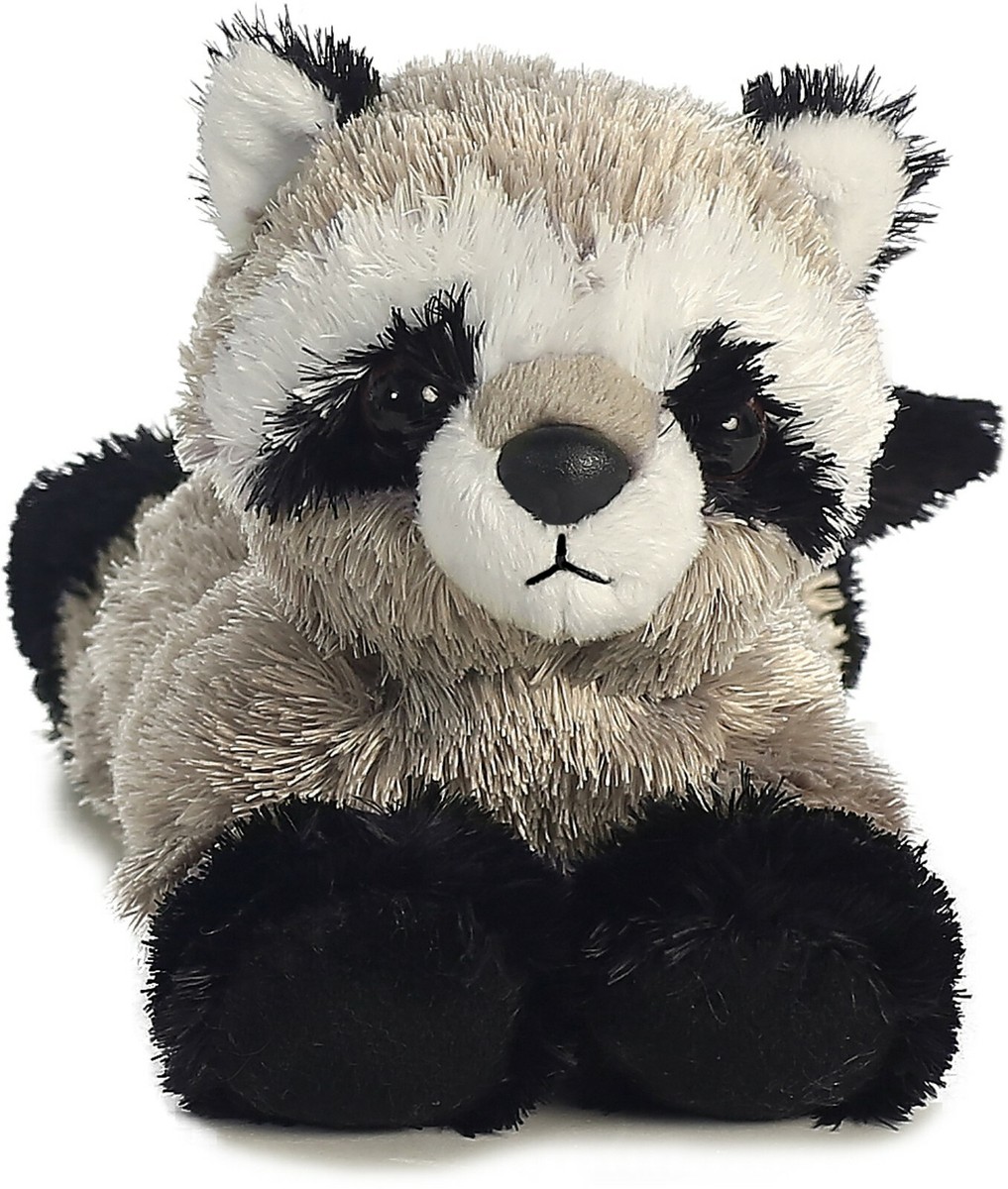 Aurora Mini Flopsies Rascal Raccoon Plüschtier – 20 Cm, Grau-schwarz-weiß, Aus Recycelten Materialien