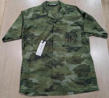 $595 Mens PALM ANGELS Camo Cotton SS Button Up Shirt Military 50 US Large